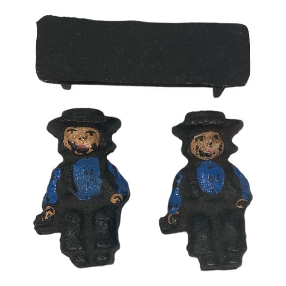 Vintage John Wright Cast Iron Amish 2 Boys on Bench 1997 Fig. A265 - Picture 6 of 6